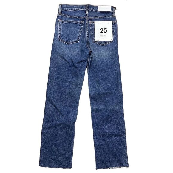 NWT Re/Done Women's High Rise Stovepipe Straight Jeans Size 25 Blue Denim - Picture 3 of 12